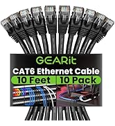 GEARit Cat 6 Ethernet Cable Pack – 10-Pack 10 ft Cat6 Ethernet Patch Cables | RJ45 Network Patch ...