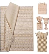 LIAPAWPAW Elegant White Lace Tissue Paper 60 Sheets 20x14in, Vintage Kraft Brown Gift Wrapping Ti...