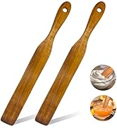 2 Pack Wooden Spurtle Spatula for Sourdough Starter Mixing, Long Handle Jar Scraper for Reaching ...