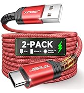JSAUX USB C Cable [2-Pack 6.6ft], USB A to USB Cord 3.1A Fast Charging Compatible with iPhone 16/...