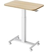 HUANUO Small Rolling Laptop Standing Desk, Height Adjustable Mobile T-Base Desk with Lockable Cas...