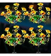 TANSOREN 4 Pack Solar Garden Lights Outdoor, Colorful LED Waterproof Solar Powered Sunflowers Lan...