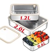 3-Pack Extra Thick 304 Stainless Steel Storage Containers Set, Non-Stick Bottom Food Storage Boxe...
