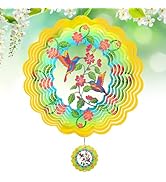 Wind Spinners - 12 Inches Large Hummingbird Wind Sculptures, 3D Reflective Wind Spinners for Yard...