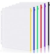 Antner 6 Pack Letter Size Binder Pockets for 3 Ring Binder, Multicolor Zipper Binder Pouches Loos...