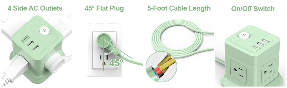 Green Usb Power strip