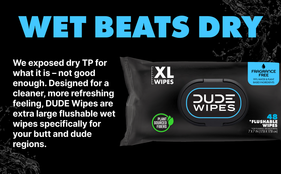DUDE Wipes Extra Large Flushable Wet Wipes