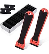 EHDIS 2pcs Plastic Razor Scraper 6-inch Long Handle Adhesive Remover Tool with 100 Double-Edge Bl...