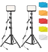 Torjim LED Video Lighting Kit, 2PCS Photography Lighting with Adjustable Tripod Stand &amp; 5 Color F...