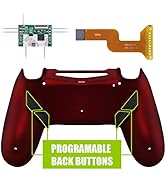 eXtremeRate Soft Touch Scarlet Red Dawn Programable Remap Kit for PS4 Controller with Upgrade Boa...