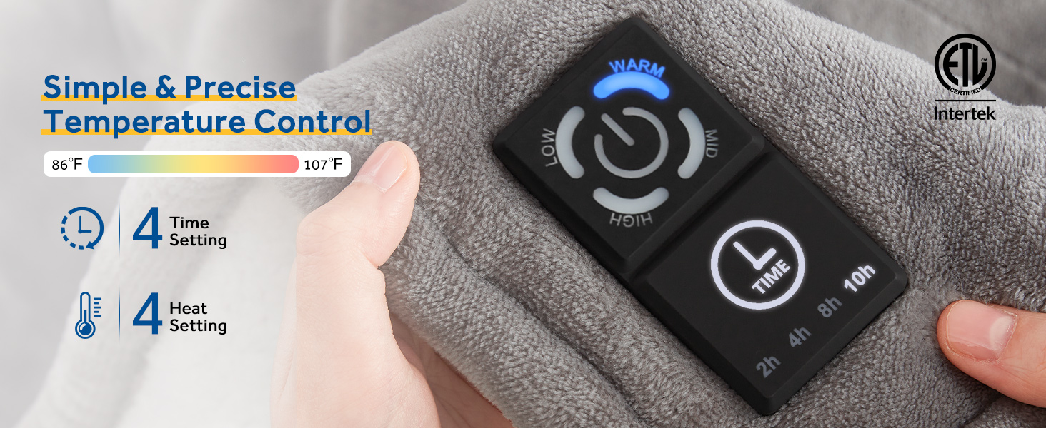 heated throw blanket electric built in button