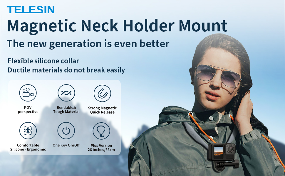 TELESIN Magnetic Neck Holder Mount Plus