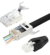 VCELINK Cat7 Cat6A RJ45 Pass Through Connectors Shielded 30-Pack, 3-Prong Gold Plated Modular Plu...