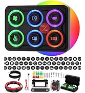 IZTOSS RGB 6 Gang Switch Panel Auto-Dimmable IP68 Waterproof Momentary Pulse Toggle with Memory F...