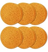 Spunspn 6Pcs Cellulose Sponges, Round Kitchen Clean Sponges Non-Scratch Compressed Dish Scrubber ...