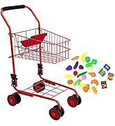 The New York Doll Collection Toy Shopping Cart for Kids and Toddler - Includes Food - Folds for E...