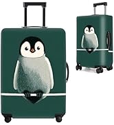 THISFIND Cute Penguin Luggage Cover – Fun Animal Travel Suitcase Protector with Deep Green Backgr...
