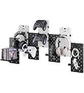 PEGZONE Controller and Headphone Holder Wall Mount, Modular Gaming Pegboard with Accessories, Con...