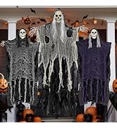 QPMR Halloween Decorations Outdoor/Indoor,Set of 3 Scary Hanging Ghosts,Halloween Grim Reaper Ske...