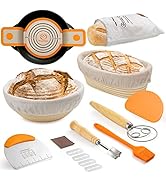 Banneton Bread Proofing Basket Set, 10 Inch Oval &amp; 9 Inch Round Sourdough bread baking supplies w...