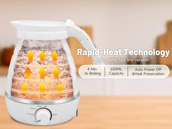 Silicone Portable Water Boiler Kettle Electric 600ML