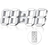 EDUP HOME 15" 3D LED Digital Wall Clock, Large Decor Wall Clock, 12/24H, Time/Date/Temperature Di...