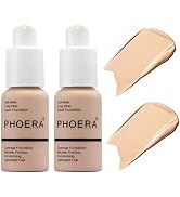 2 Pcs Soft Matte Full Coverage Liquid Foundation for PHOERA Makeup Brighten Highlighting Matte Oi...