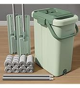 JOYMOOP Mop and Bucket with Wringer Set for Floor Cleaning and Wall Cleaner, Flat Mop and Bucket ...