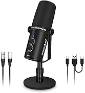 PROAR XLR/USB Dynamic Microphone, PC Computer Microphone for Podcasting, Vocal Recording, Live St...