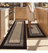 Kitchen Rugs Set,Non Slip Kitchen Mats for Floor-Thick Stain Resistant Kitchen Floor Mat Runner C...