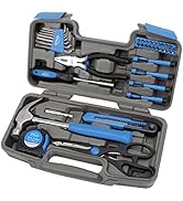 Apollo Tools Original 39 Piece General Household Tool Set in Toolbox Storage Case with Essential ...