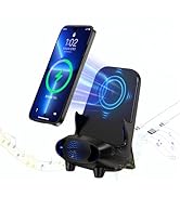 YKSTT 4-in-1 Wireless Charger with Bluetooth Speaker, 15W Qi Certified Fast Charging Wireless Sta...