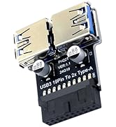 WENZIYAXU USB 3.0 19/20 Pin to Dual USB 3.0 Female A Port Splitter Adapter for PC Motherboard – I...