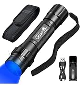ULTRAFIRE Blue Light Flashlight, 450-460nm Single Mode LED Blue Flashlight, Portable Small Blue L...