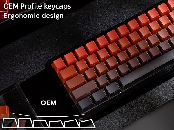 Red/Black Double Shot PBT Keycaps Set, Shine Through Keyboard keycaps,Side Printed Custom Key caps