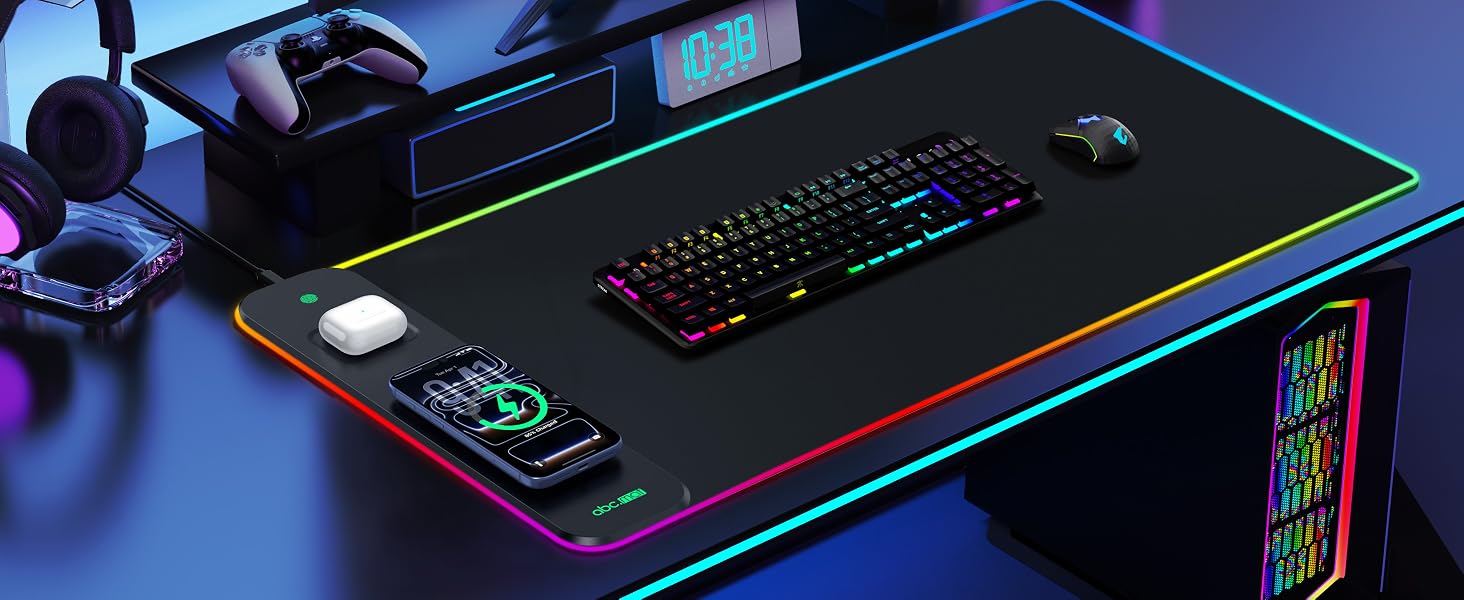 rgb gaming mouse pad with wireless charging