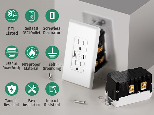 GFCI Outlet with USB