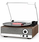 7-in-1 Vinyl Record Player with Built-in Speakers Bluetooth in &amp; Out Belt Drive 3-Speed Turntable...