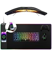 RGB Gaming Mouse Pad 15W Fast Wireless Charging, 800x416x3mm Extended Large Desk Mat Protector, [...