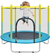 55" Small Trampoline for Kids with Net, 4.6FT Indoor Outdoor Toddler Trampoline with Safety Enclo...
