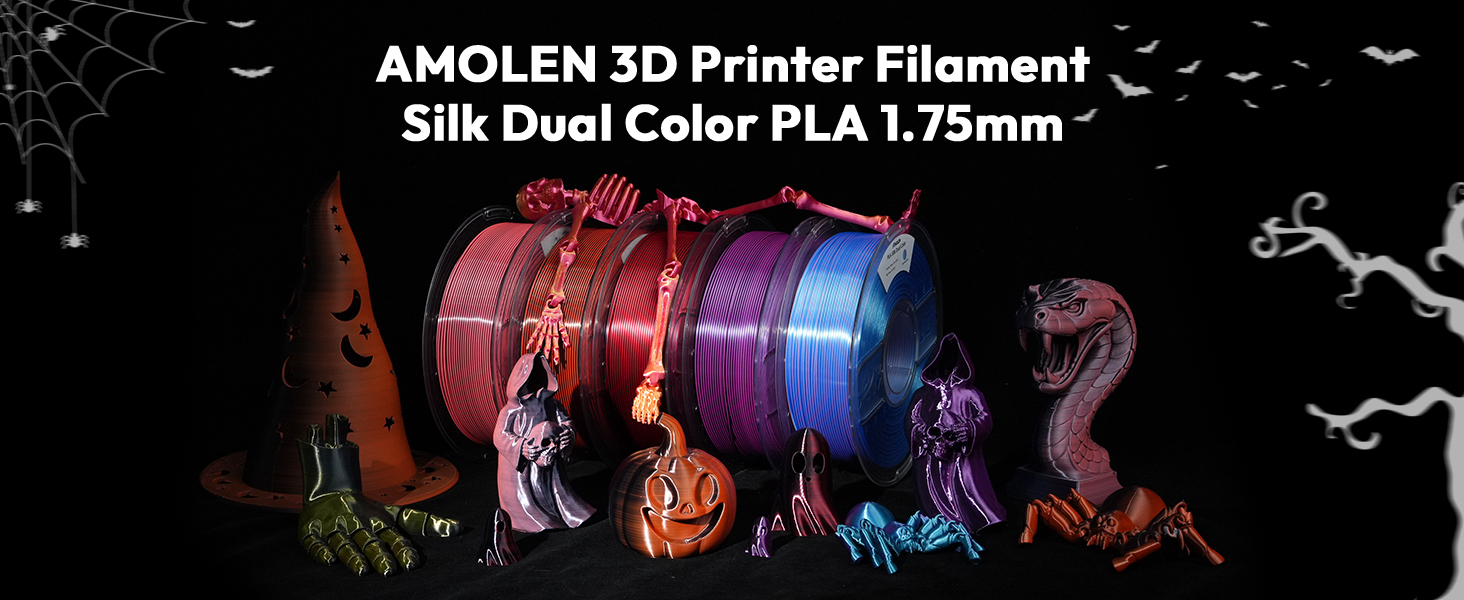 AMOLEN Silk PLA 3D Printer Filament Bundle 2KG