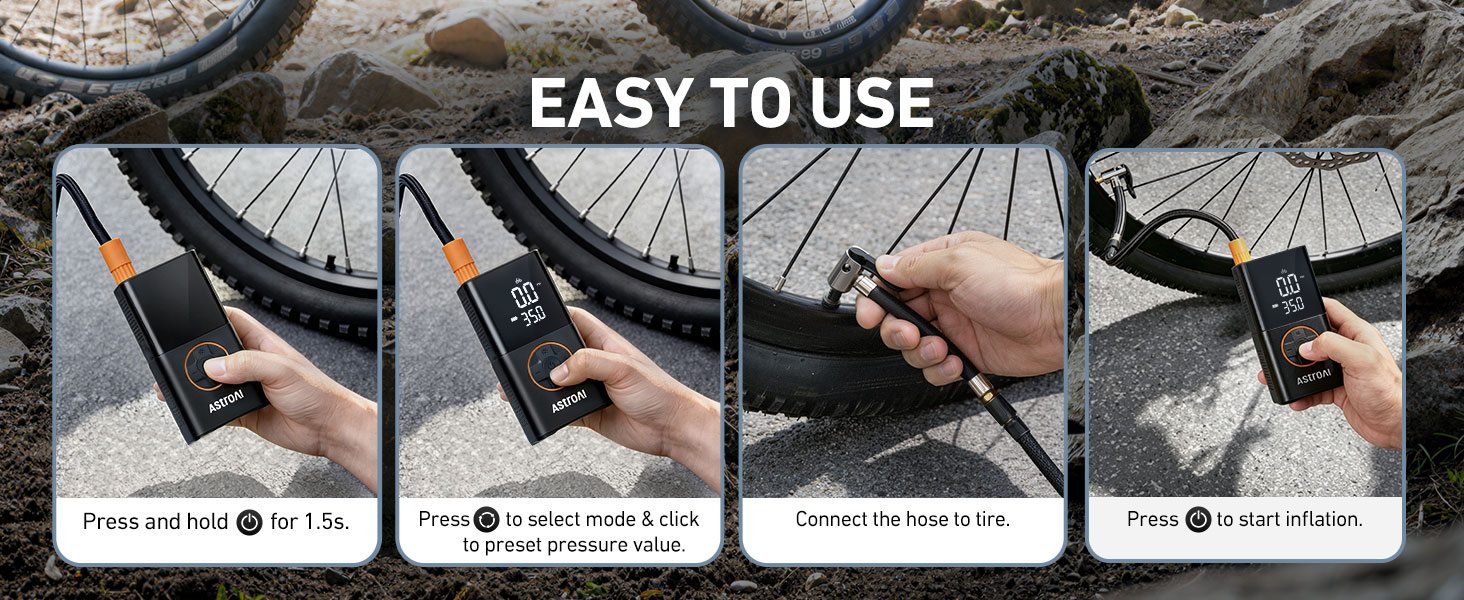Bike Pump tire inflator portable air compressor e bike accessories