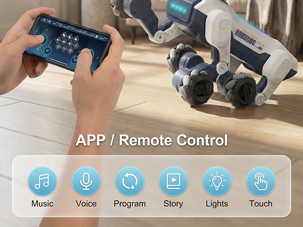 voice responsive toy, touch sensor robot dog, interactive touch feedback toy, smart voice robot