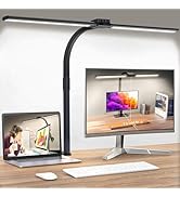 SUNLINKCO LED Desk Lamp for Office Home, 15W Double Head Adjustable Lighting Table Lamp with Flex...