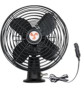 YQSIYU All-Metal Black 8 "12V RV Car Truck Fan,Three-way Switch, Cord Length 6FT,12 Volt RV Fan S...