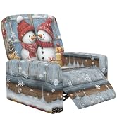 Doojoayie Winter Snowman Recliner Cover Blue Christmas Chair Covers for Living Room Decor Xmas Re...