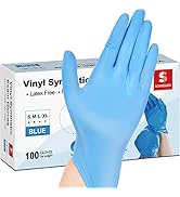 Schneider Vinyl Synthetic Exam Gloves, Blue, 4mil, Powder-Free, Latex-Free, Disposable Glove for ...