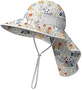 WINTOJO Toddler Sun Hat Kids Bucket Hat UPF 50+ Wide Brim Neck Flap - Adjustable Baby Beach Hat S...