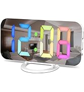 Digital Alarm Clock,LED and Mirror Clocks Large Display,with Dual USB Charger Ports,12/24H,Auto D...