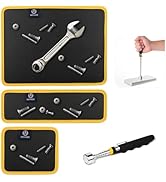 Tool Mat Set, 4 Pack Magnetic Pads with Telescoping Pickup Tool &amp; Inspection Mirror, 40LB Hold To...